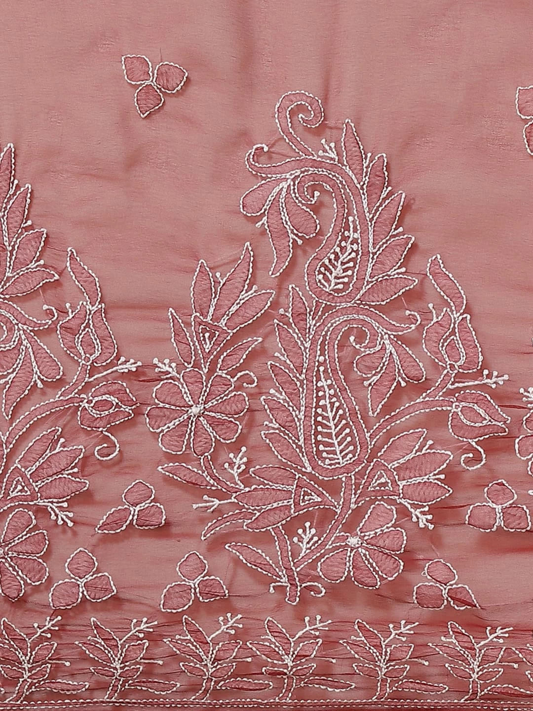Ada Hand Embroidered Maroon Georgette Lucknowi Chikankari Saree With Blouse A311339