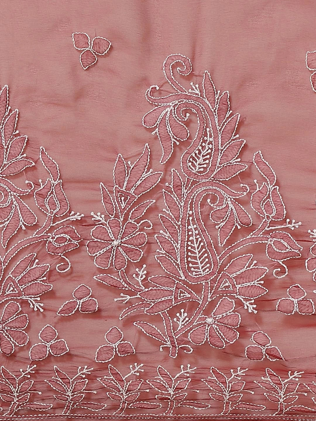 Ada Hand Embroidered Maroon Georgette Lucknowi Chikankari Saree With Blouse A311339