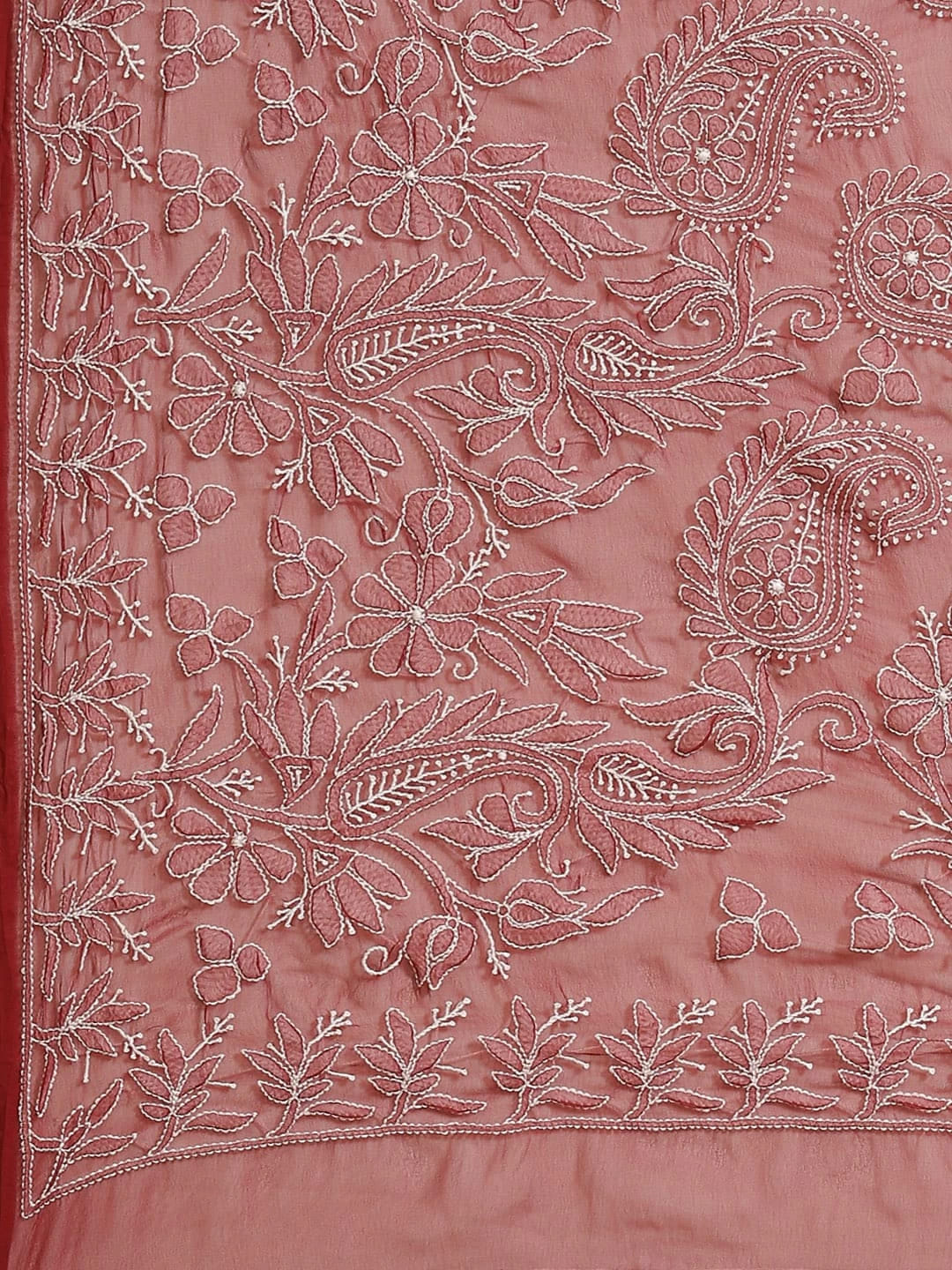 Ada Hand Embroidered Maroon Georgette Lucknowi Chikankari Saree With Blouse A311339