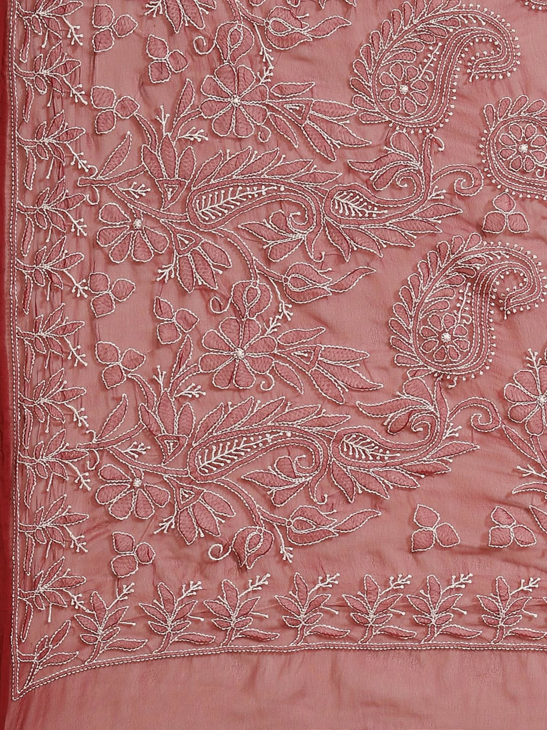 Ada Hand Embroidered Maroon Georgette Lucknowi Chikankari Saree With Blouse A311339