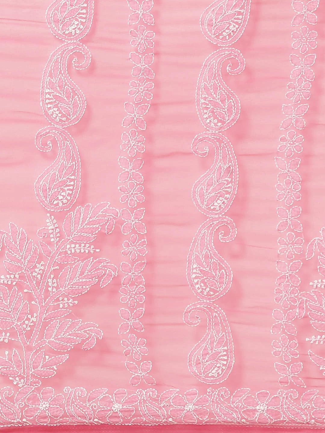 Ada Hand Embroidered Dark Pink Georgette Lucknow Chikankari Saree with Blouse A311309