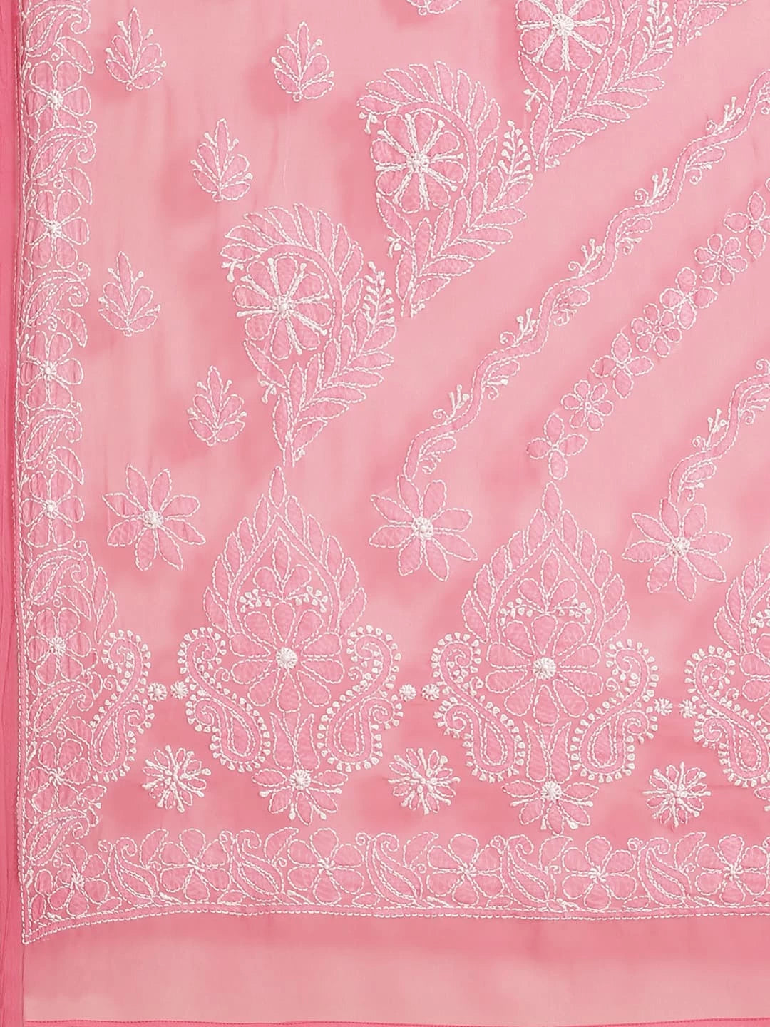 Ada Hand Embroidered Dark Pink Georgette Lucknow Chikankari Saree with Blouse A311309