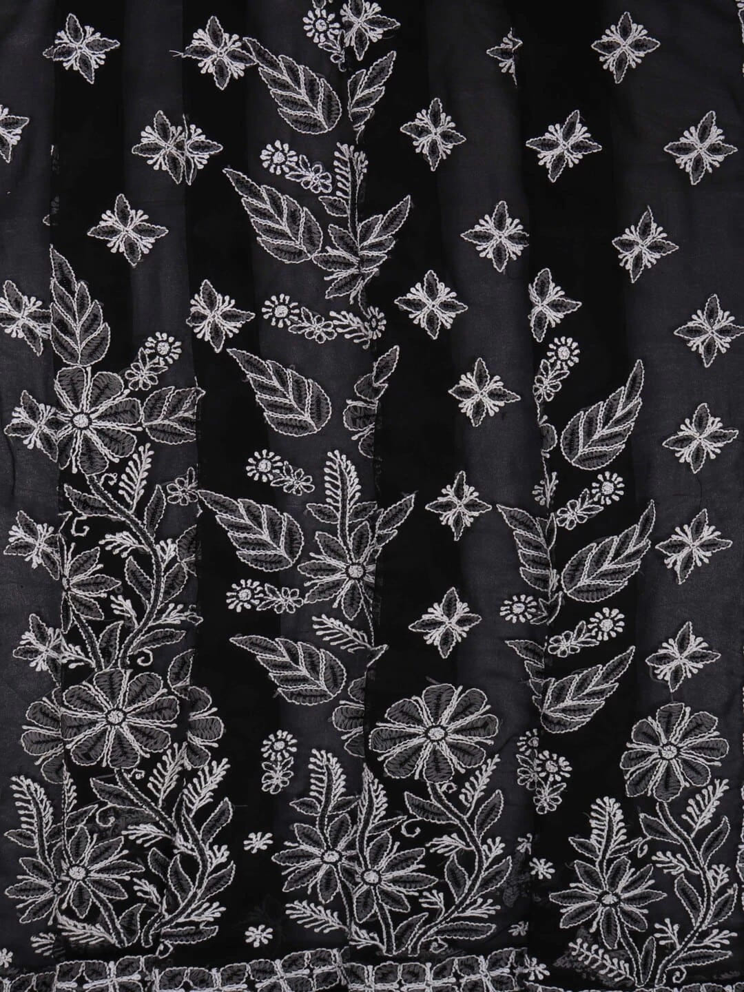 Ada Hand Embroidered Black Georgette Lucknowi Chikankari Saree/Blouse with Pearl Work A549904