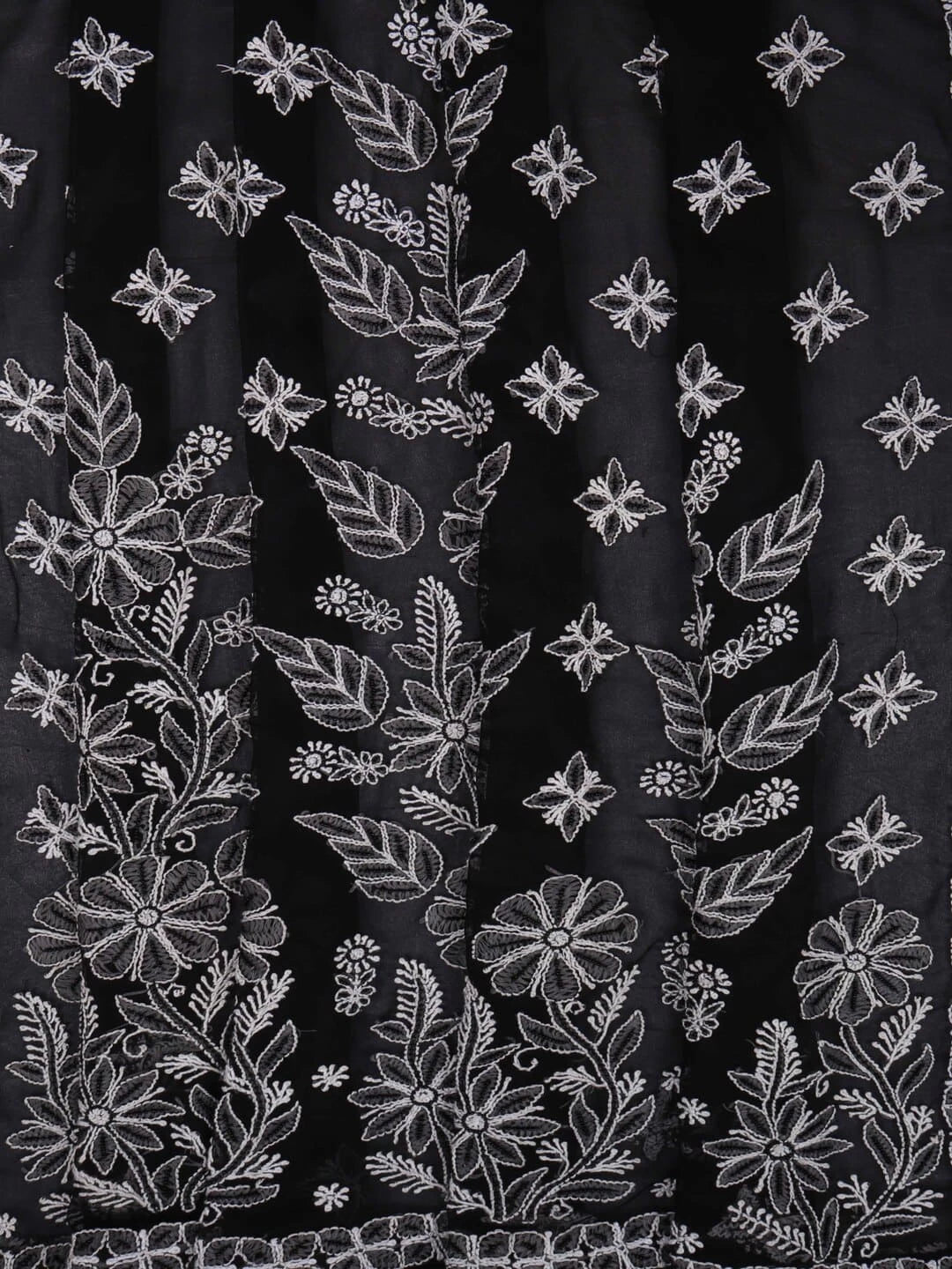 Ada Hand Embroidered Black Georgette Lucknowi Chikankari Saree/Blouse with Pearl Work A549904