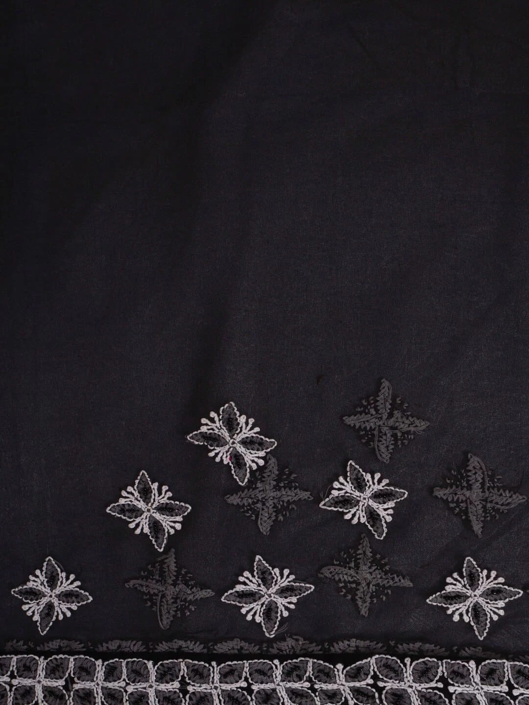 Ada Hand Embroidered Black Georgette Lucknowi Chikankari Saree/Blouse with Pearl Work A549904
