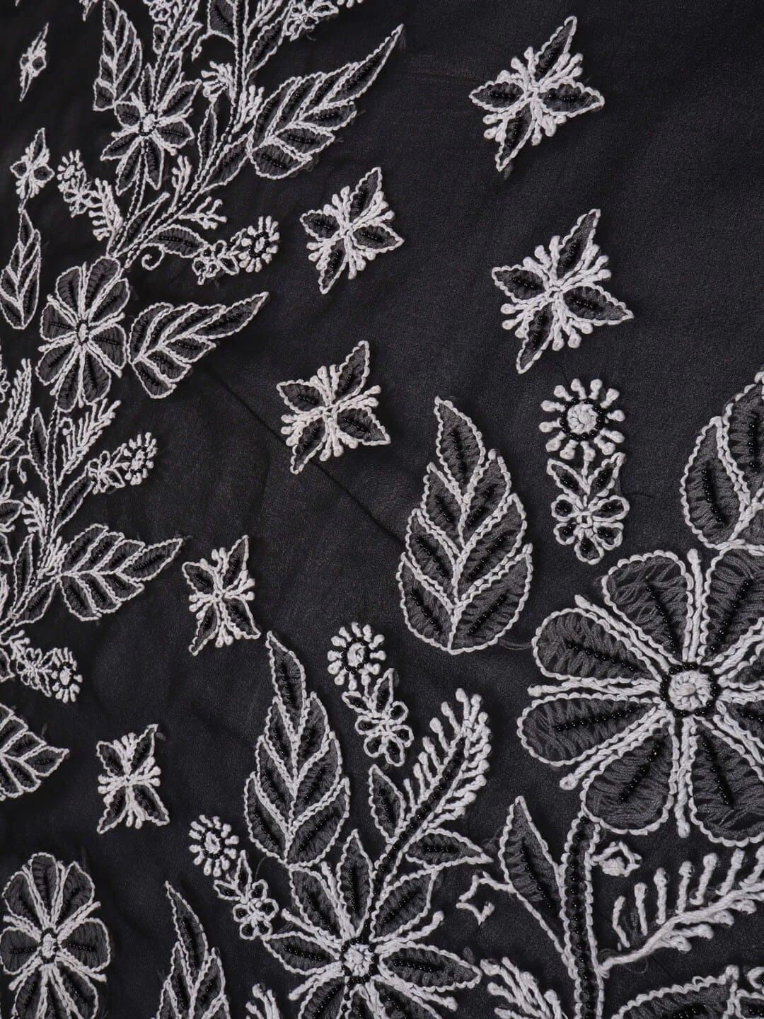 Ada Hand Embroidered Black Georgette Lucknowi Chikankari Saree/Blouse with Pearl Work A549904