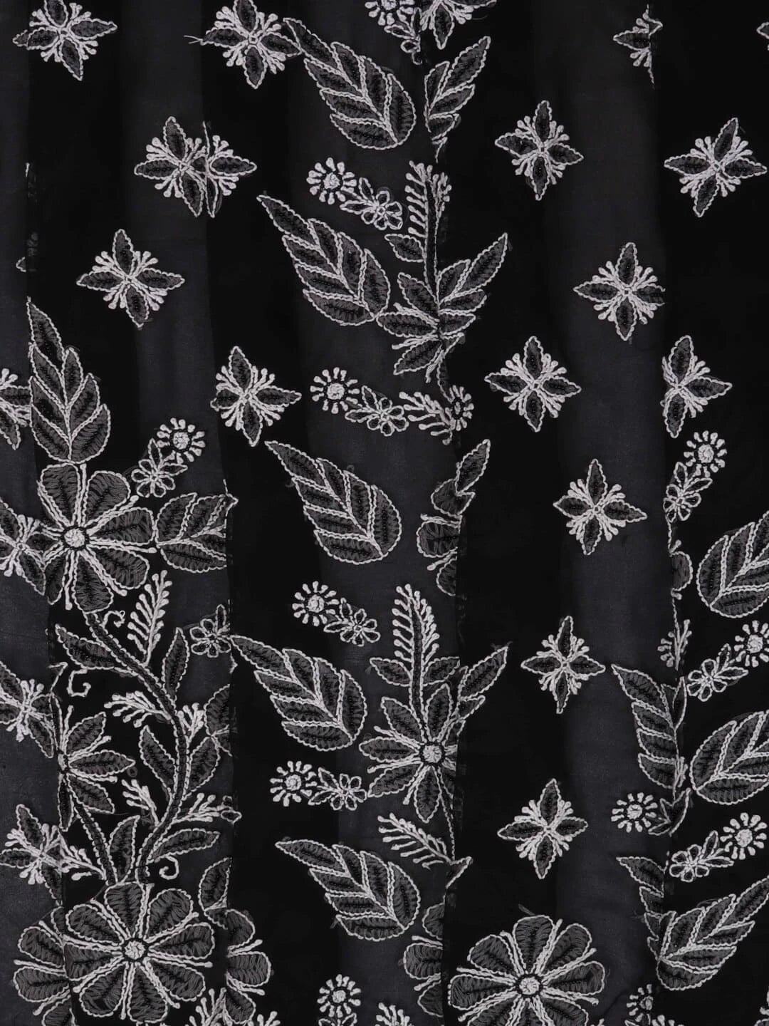 Ada Hand Embroidered Black Georgette Lucknowi Chikankari Saree/Blouse with Pearl Work A549904