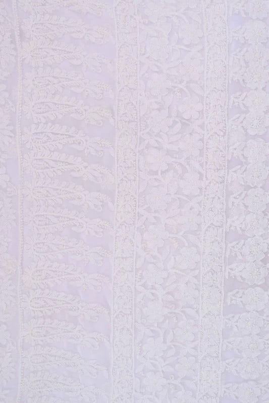 Ada Hand Embroidered White Georgette Lucknowi Chikankari Saree With Blouse A610279