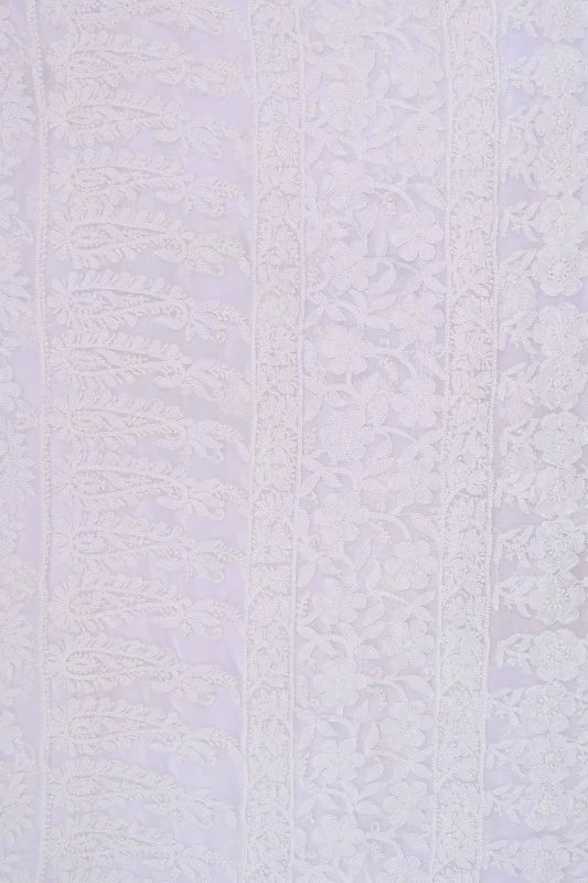 Ada Hand Embroidered White Georgette Lucknowi Chikankari Saree With Blouse A610279