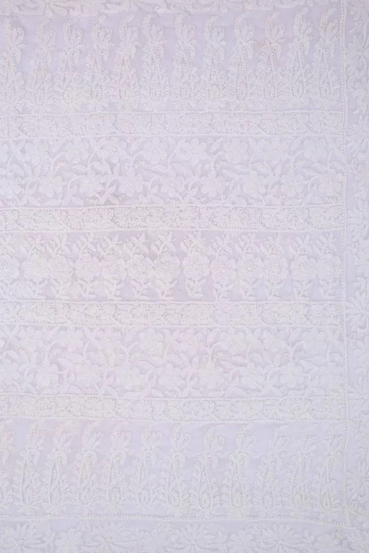 Ada Hand Embroidered White Georgette Lucknowi Chikankari Saree With Blouse A610279