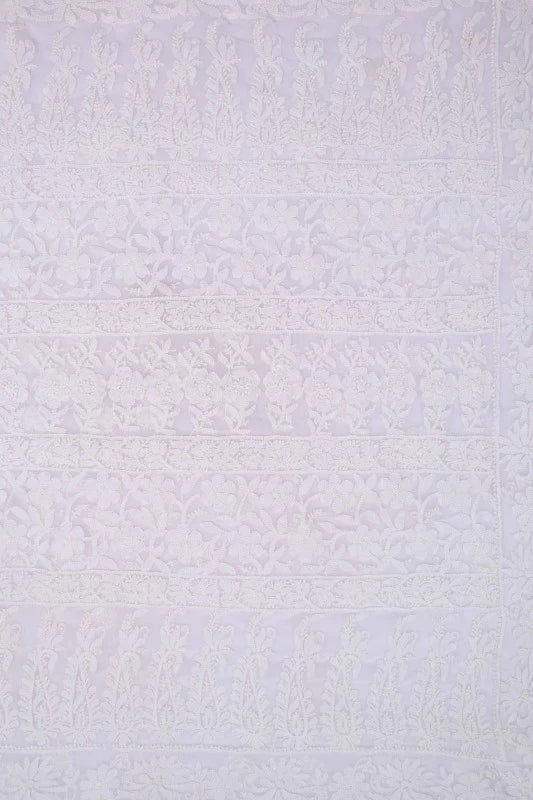 Ada Hand Embroidered White Georgette Lucknowi Chikankari Saree With Blouse A610279