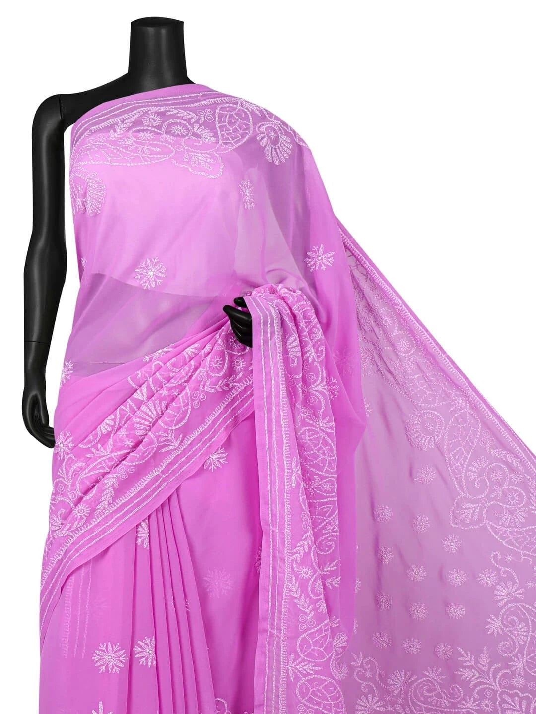 Ada Hand Embroidered Purple Georgette Lucknowi Chikankari Saree with Blouse A35939