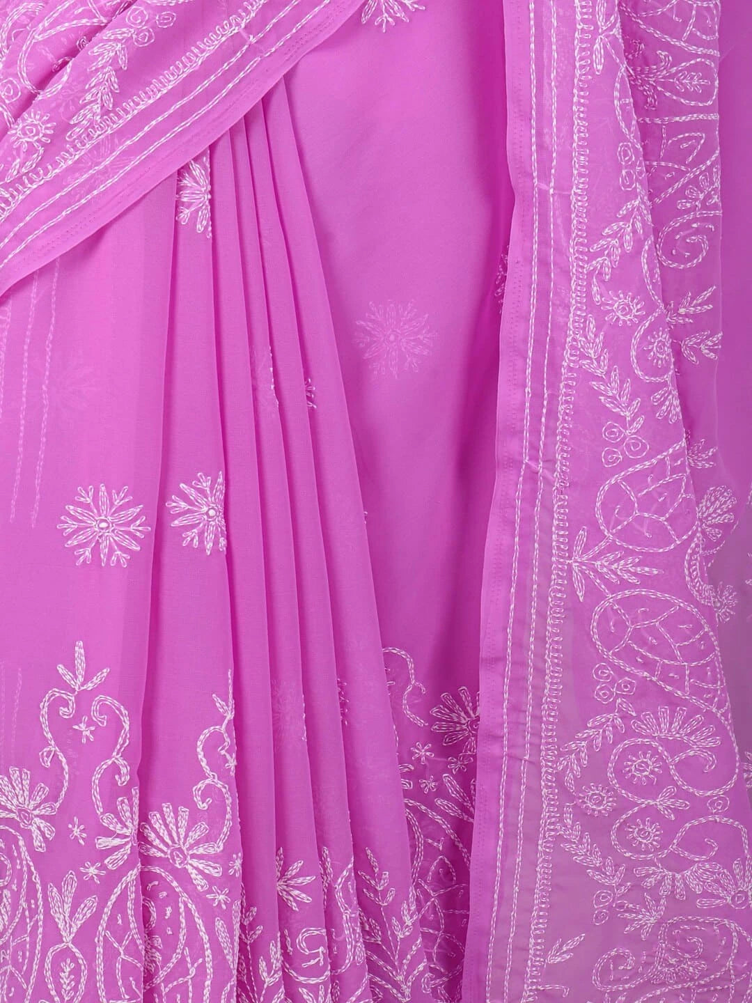 Ada Hand Embroidered Purple Georgette Lucknowi Chikankari Saree with Blouse A35939
