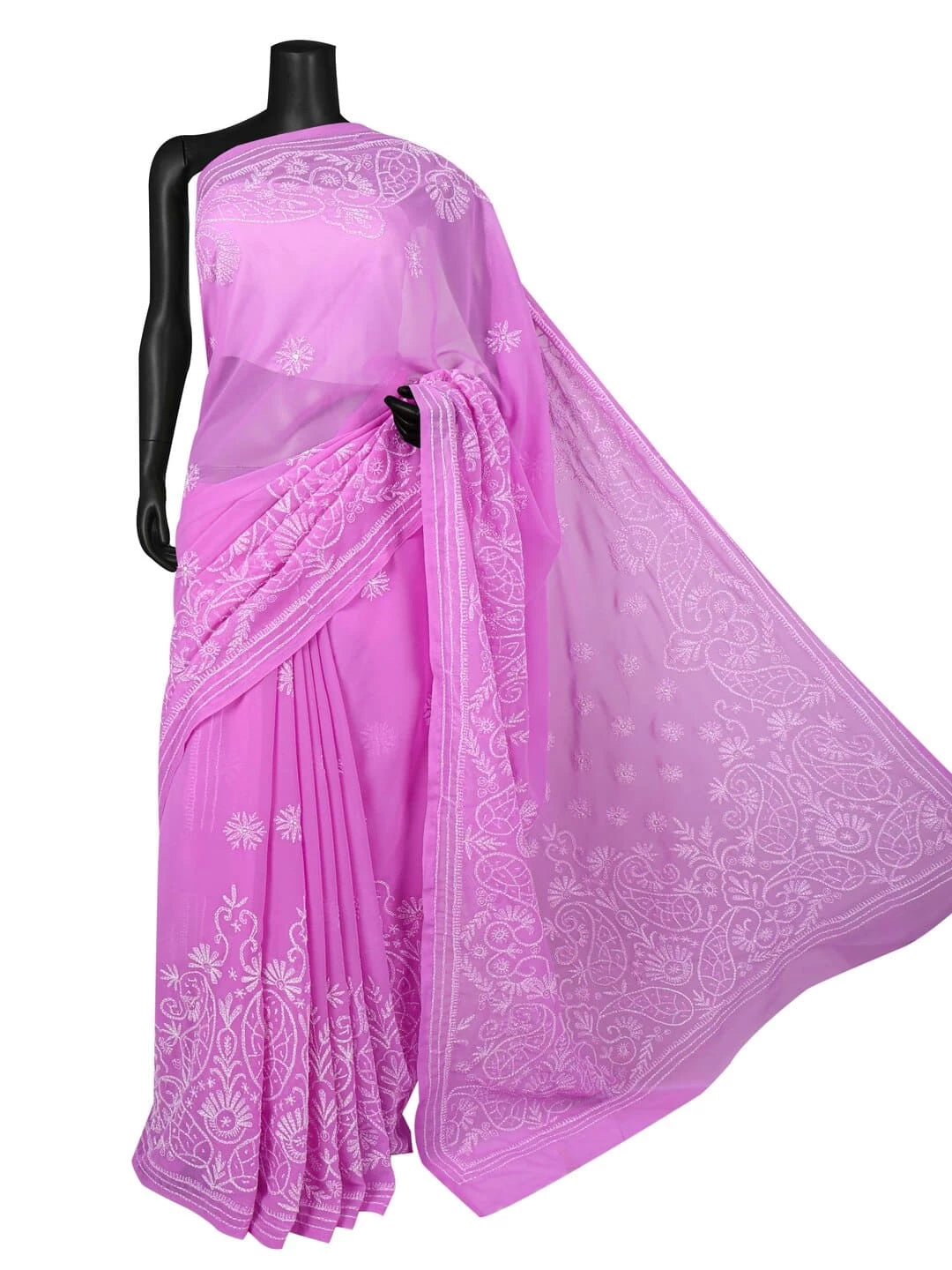 Ada Hand Embroidered Purple Georgette Lucknowi Chikankari Saree with Blouse A35939