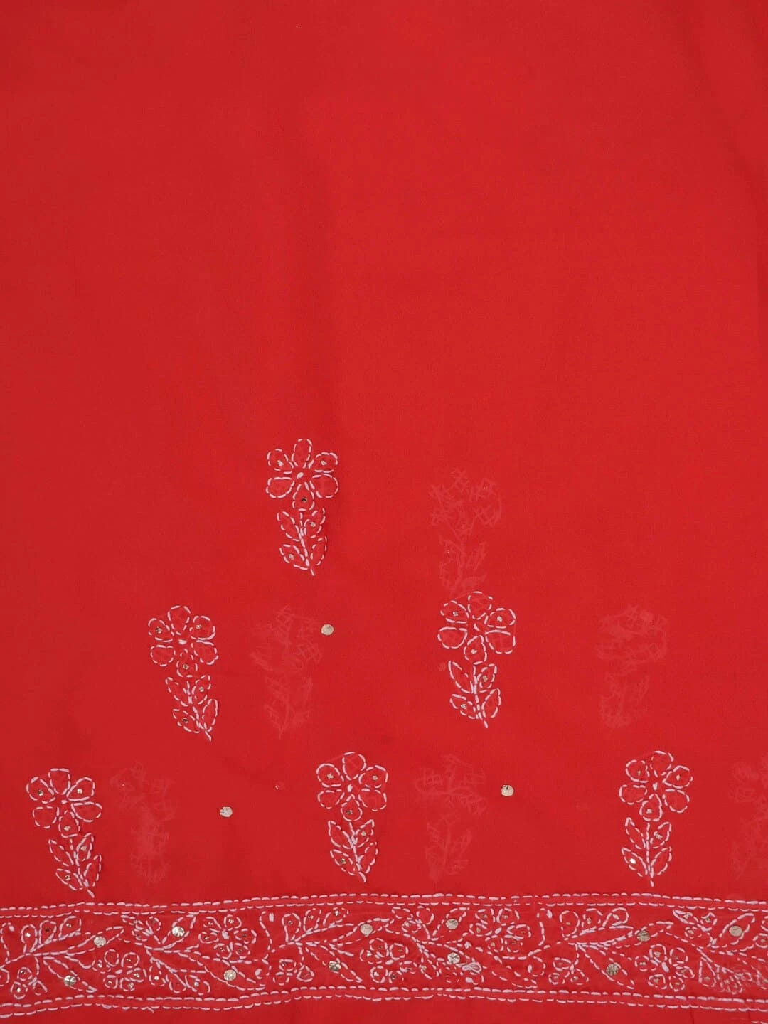 Ada Hand Embroidered Carrot Pink Georgette Lucknowi Chikankari Saree/Blouse With Muqaish Work 01A145235