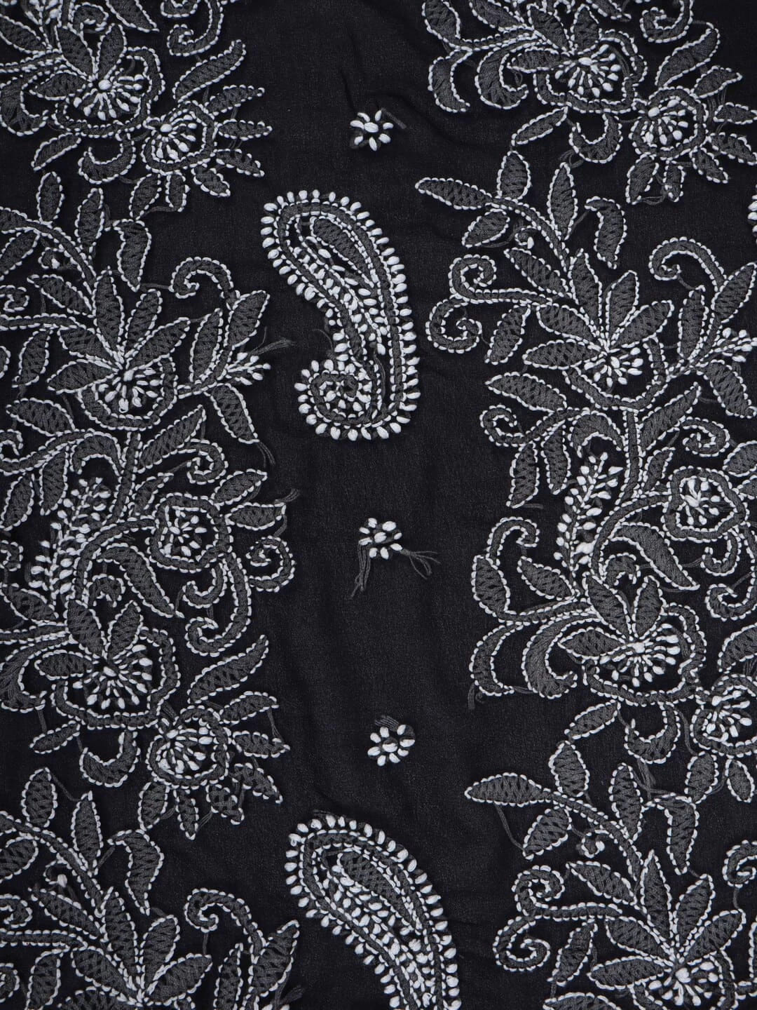 Ada Hand Embroidered Black Georgette Lucknowi Chikankari Saree With Blouse 01A116185