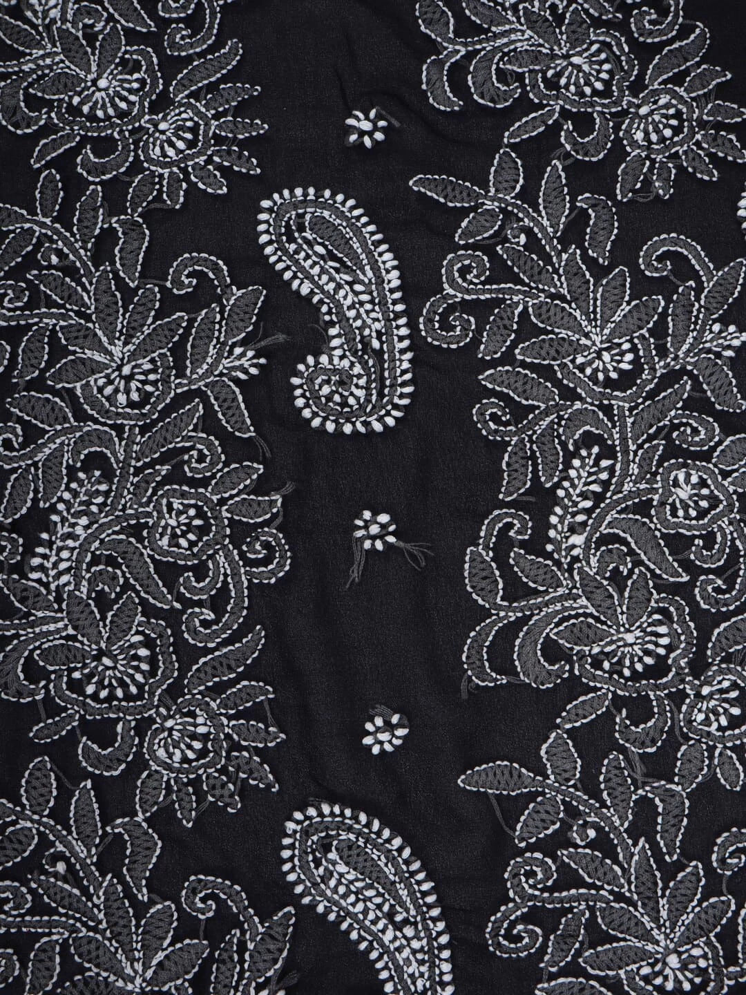 Ada Hand Embroidered Black Georgette Lucknowi Chikankari Saree With Blouse 01A116185