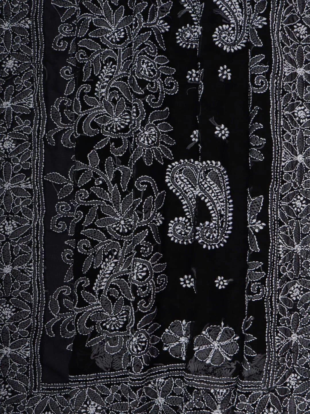 Ada Hand Embroidered Black Georgette Lucknowi Chikankari Saree With Blouse 01A116185