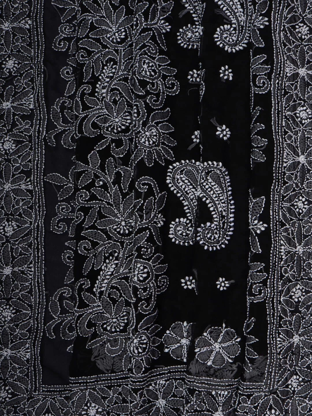 Ada Hand Embroidered Black Georgette Lucknowi Chikankari Saree With Blouse 01A116185