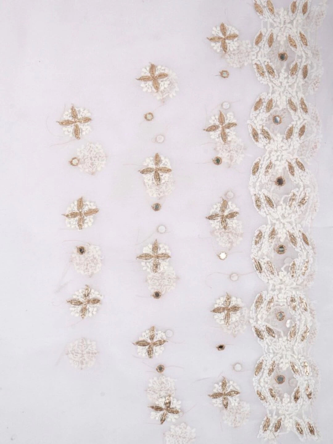 Ada Hand Embroidered White Georgette Lucknowi Chikankari Saree/Blouse With Gota Patti Work 01A132289