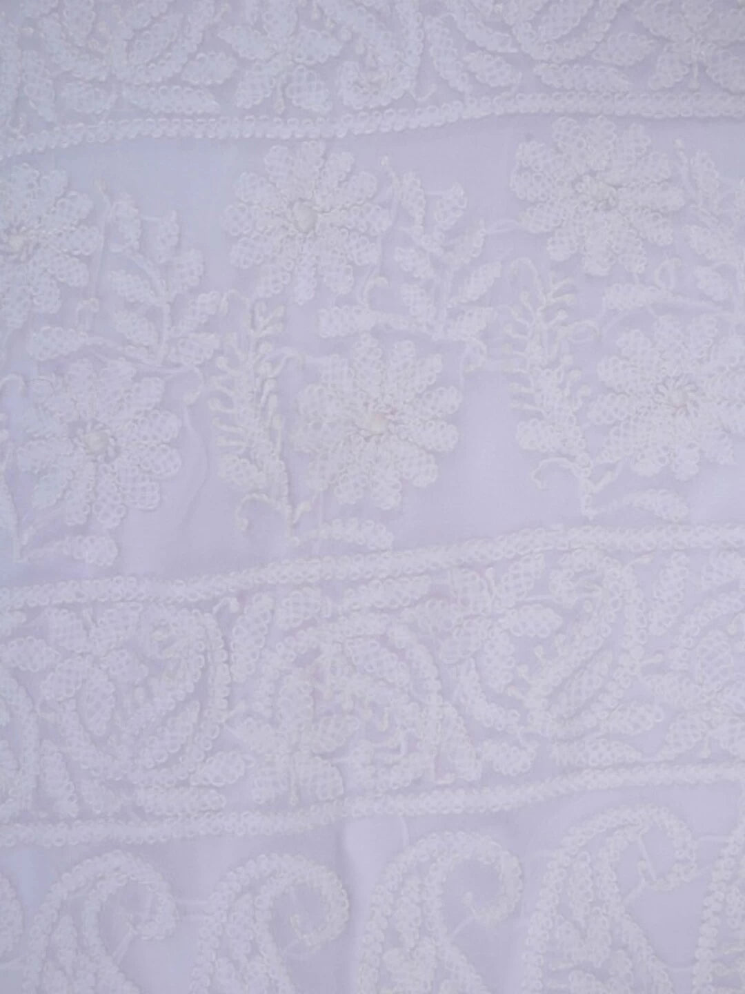 Ada Hand Embroidered White Georgette Lucknowi Chikankari Saree With Blouse 01A199459