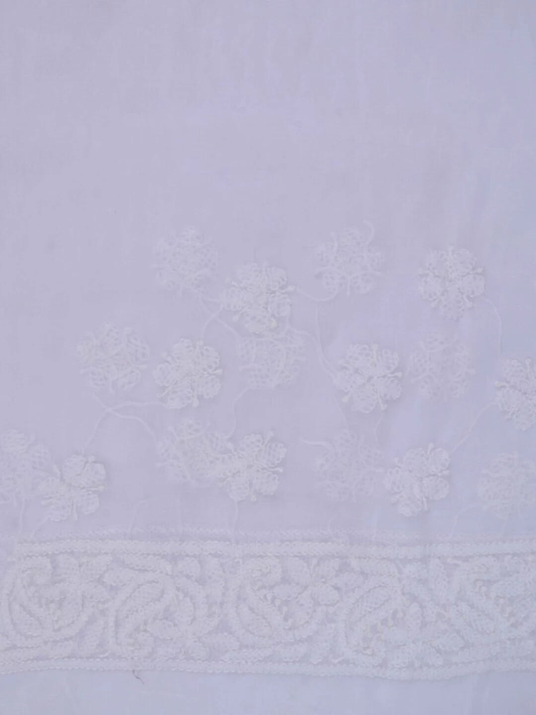 Ada Hand Embroidered White Georgette Lucknowi Chikankari Saree With Blouse 01A199459