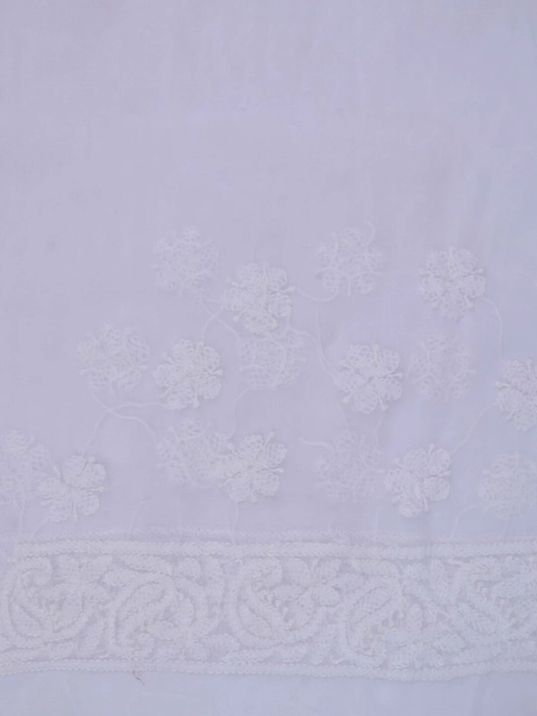 Ada Hand Embroidered White Georgette Lucknowi Chikankari Saree With Blouse 01A199459