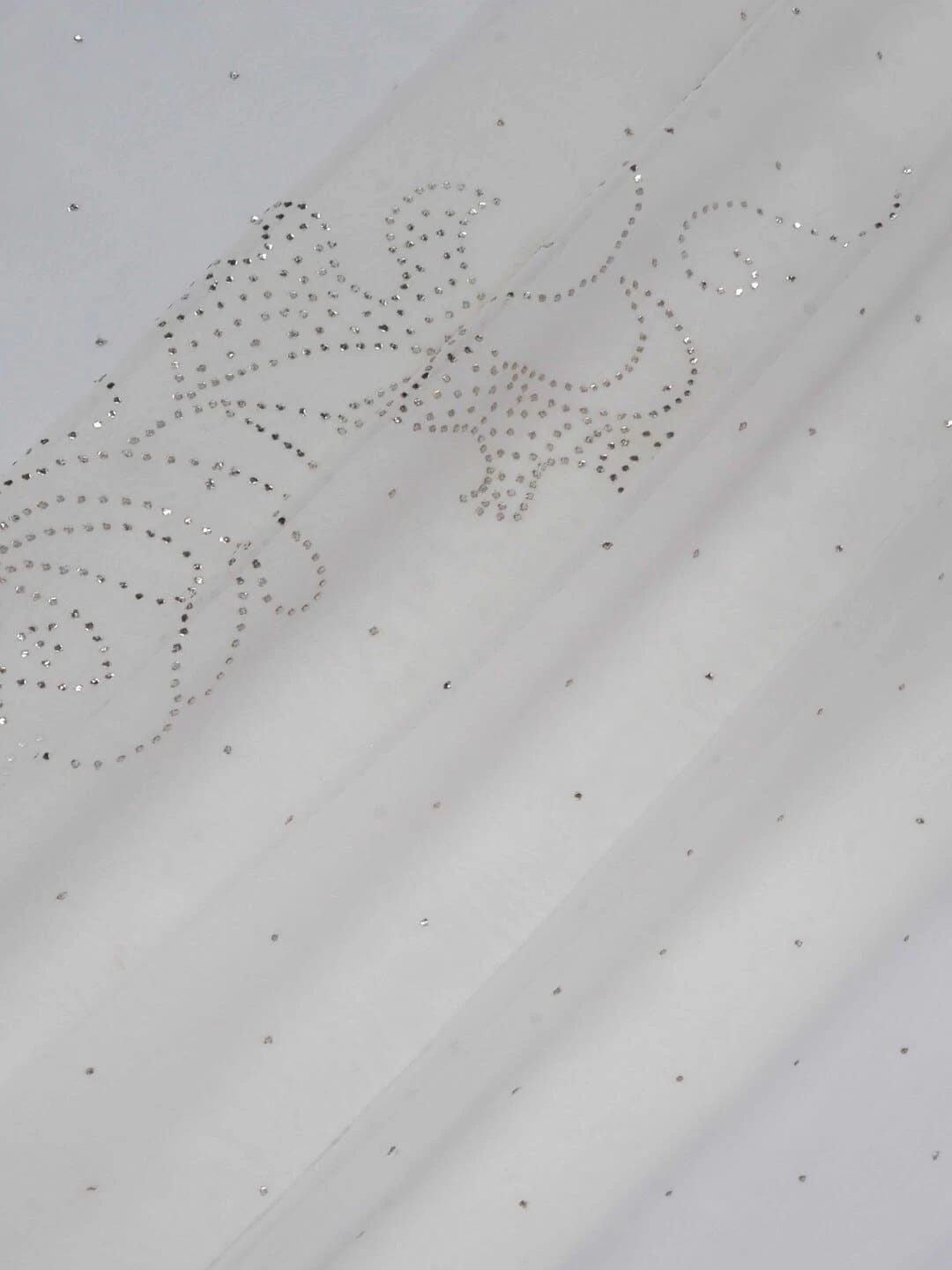 Ada Hand Embroidered White Georgette Lucknowi Chikankari Saree/Blouse With Muqaish Work 01A243696
