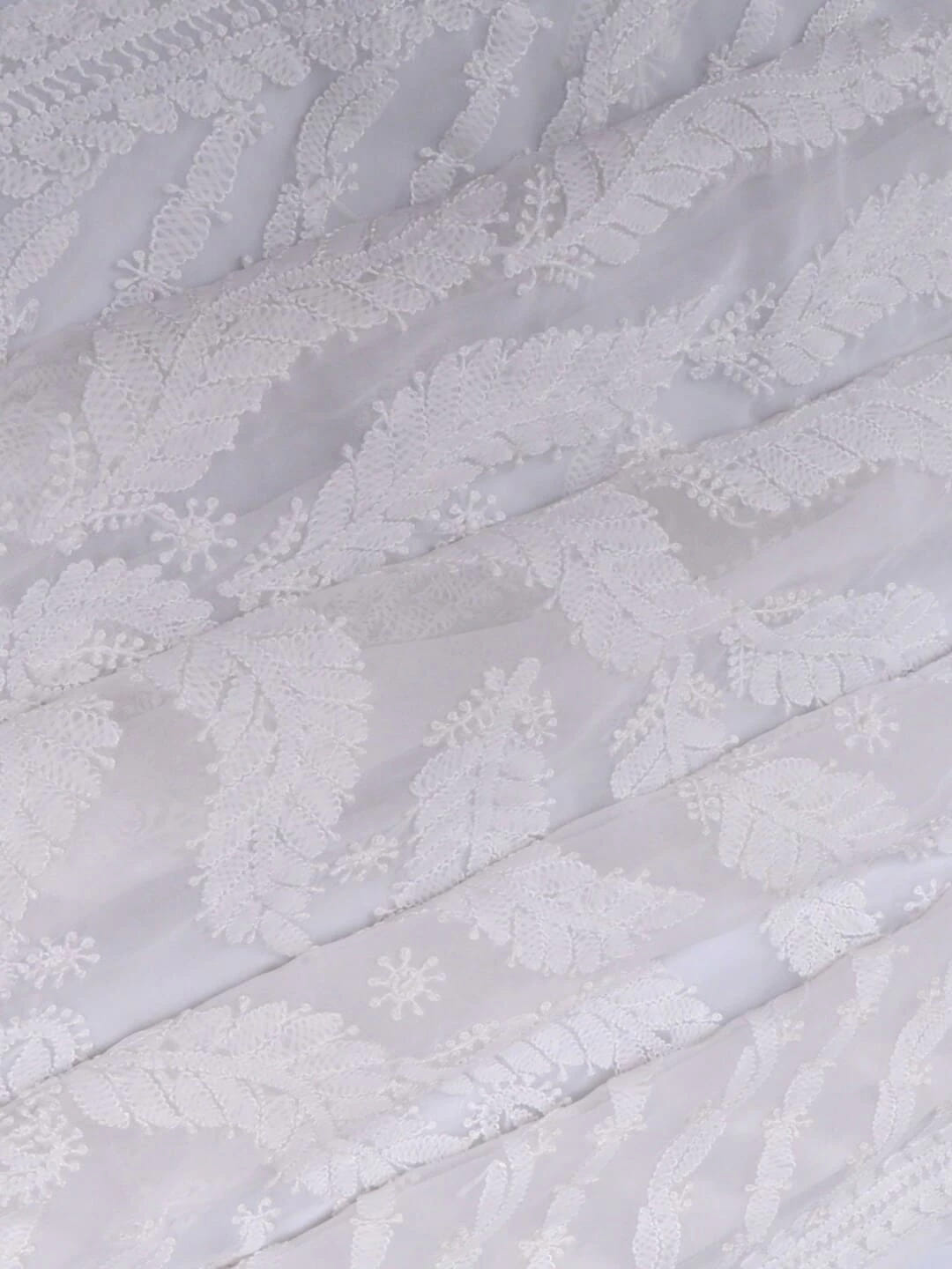 Ada Hand Embroidered White Georgette Lucknowi Chikankari Saree With Blouse 01A261994