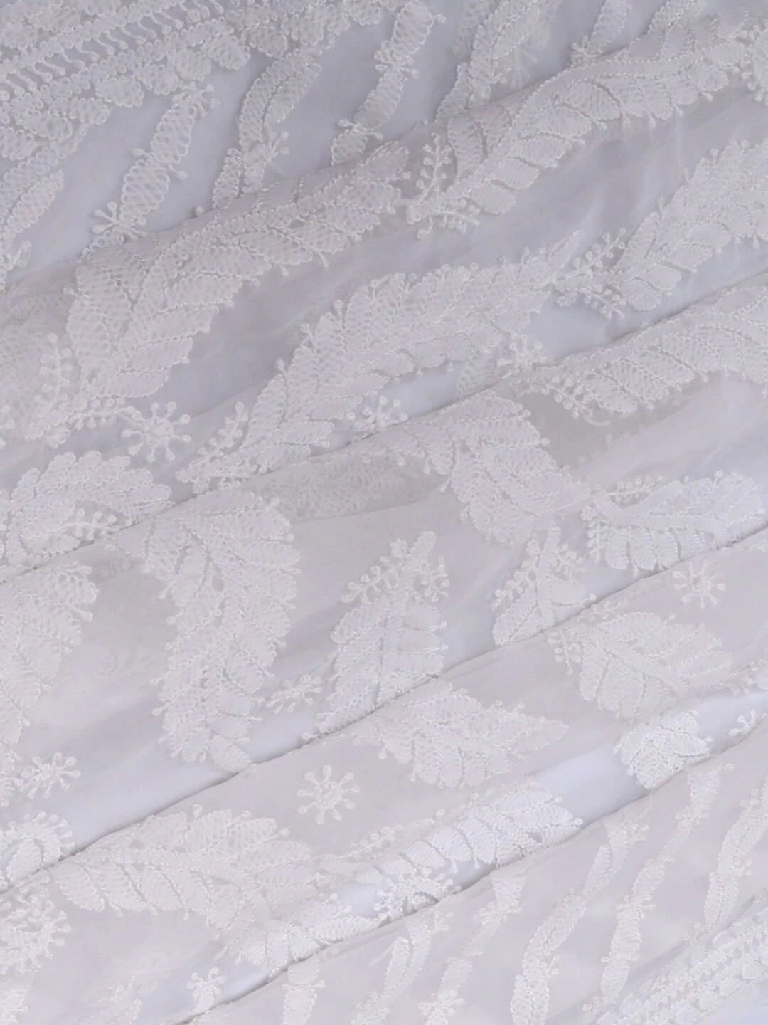 Ada Hand Embroidered White Georgette Lucknowi Chikankari Saree With Blouse 01A261994