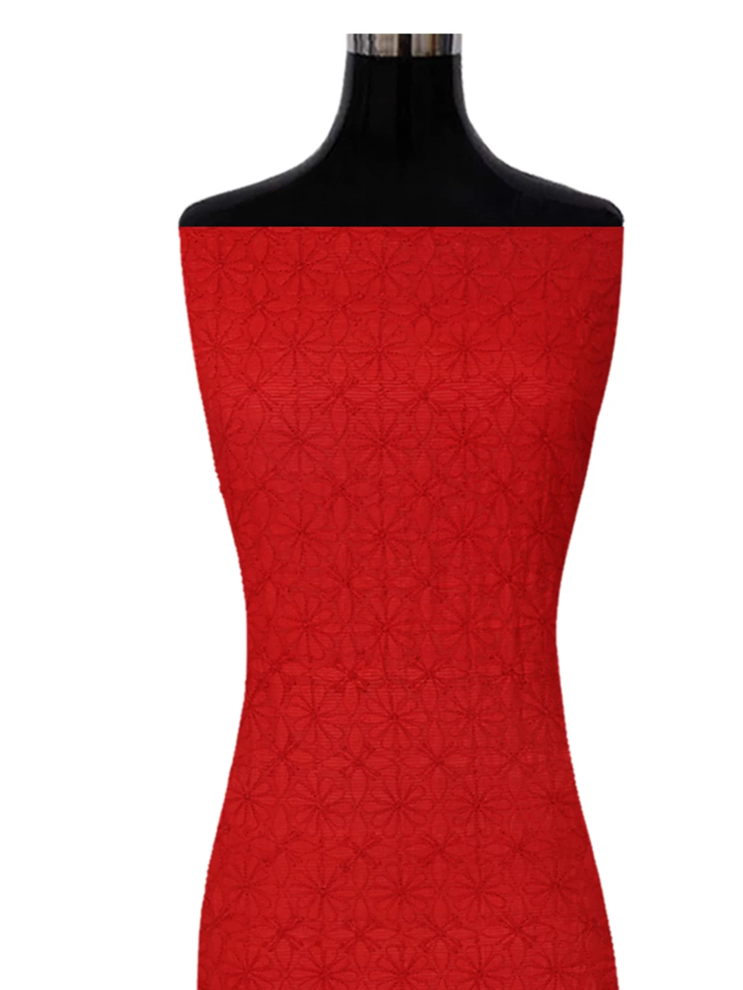 Ada Hand Embroidered Red Silk Lucknowi Chikankari Unstitched Suit Piece 01A256994