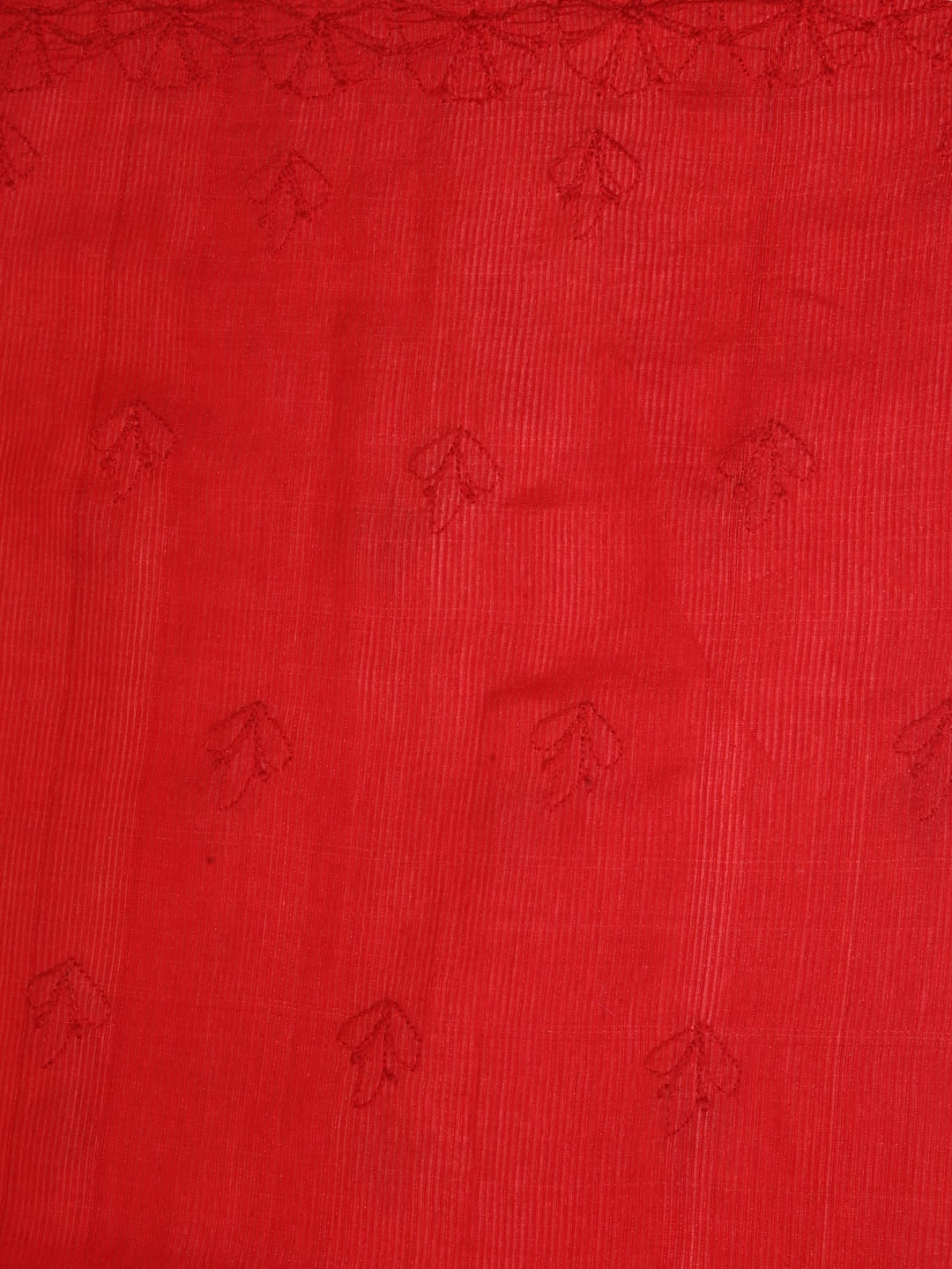 Ada Hand Embroidered Red Silk Lucknowi Chikankari Unstitched Suit Piece 01A256994