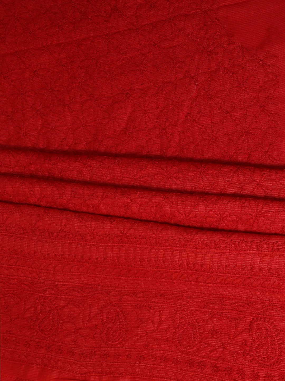 Ada Hand Embroidered Red Silk Lucknowi Chikankari Unstitched Suit Piece 01A256994
