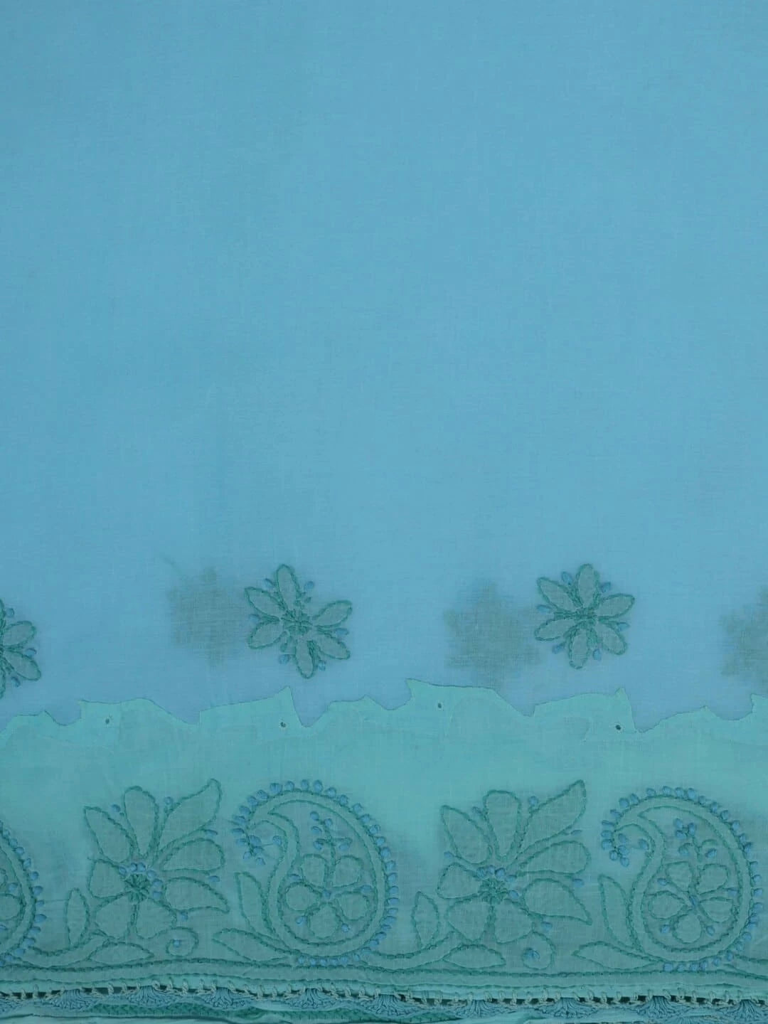 Ada Hand Embroidered Blue Cotton Lucknowi Chikankari Saree With Blouse A607333