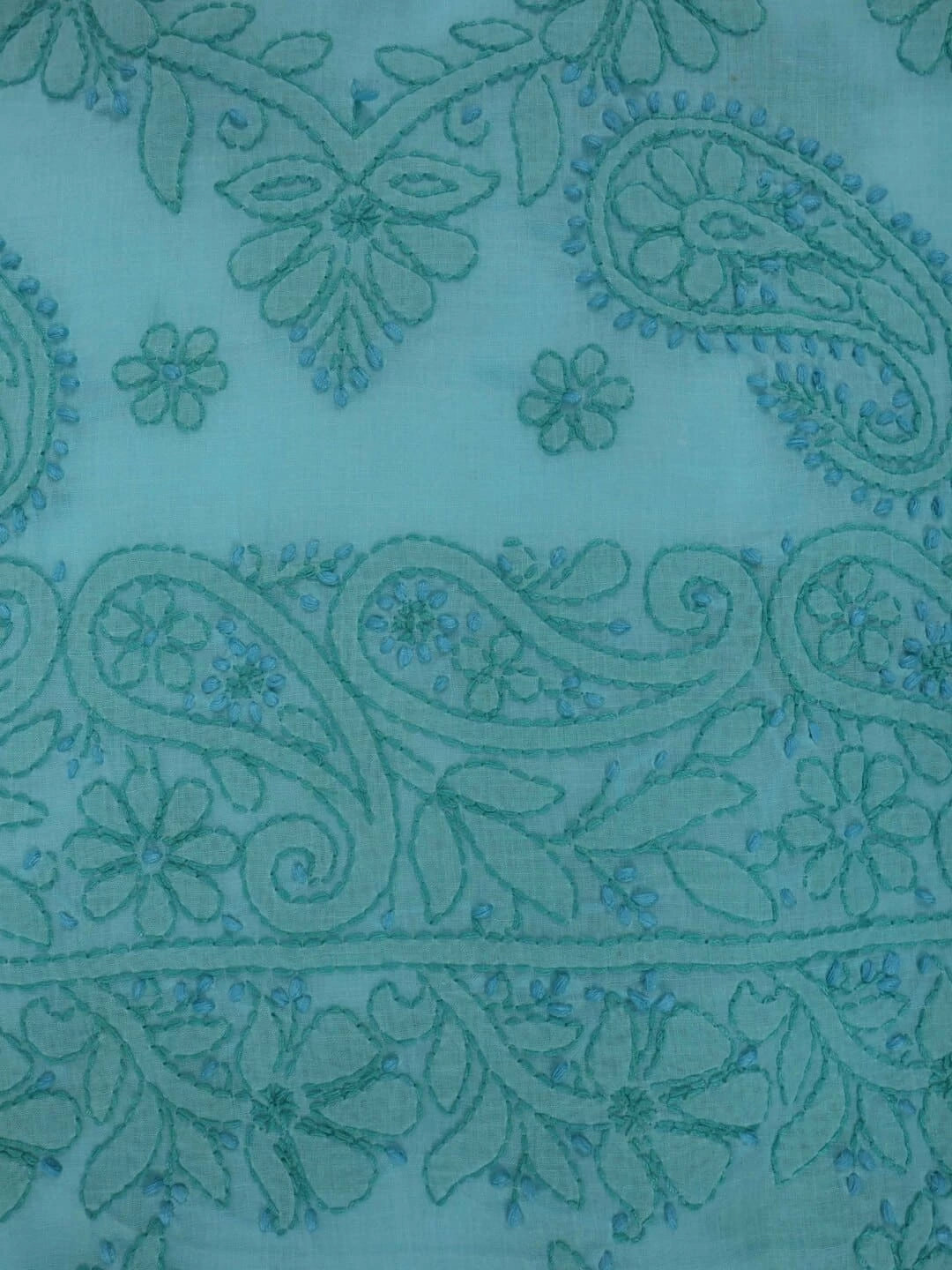 Ada Hand Embroidered Blue Cotton Lucknowi Chikankari Saree With Blouse A607333