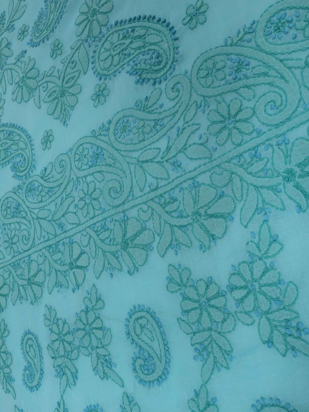 Ada Hand Embroidered Blue Cotton Lucknowi Chikankari Saree With Blouse A607333