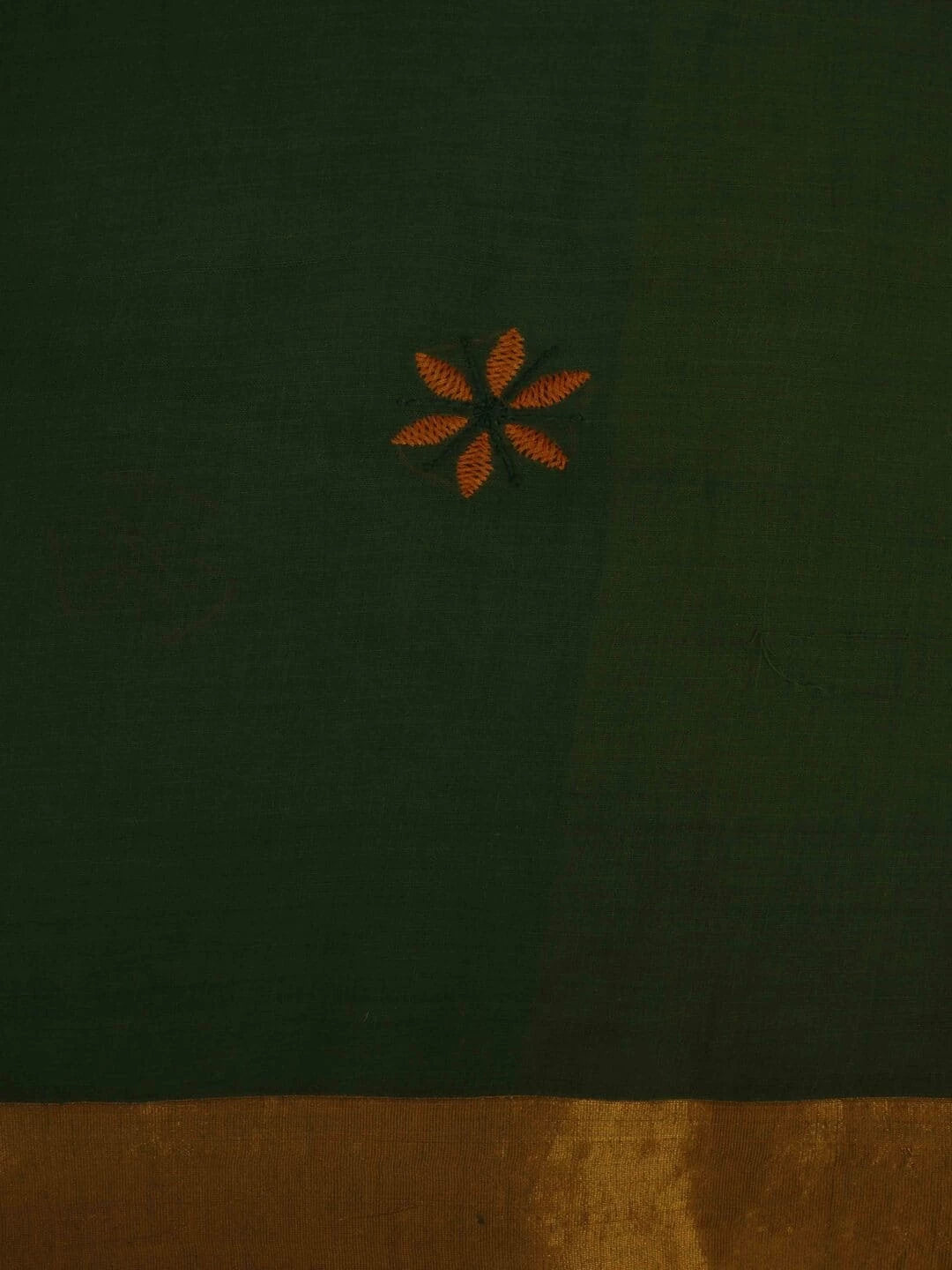 Ada Hand Embroidered Moss Green Cotton Lucknowi Chikankari Saree/Blouse With Zari Work A611989