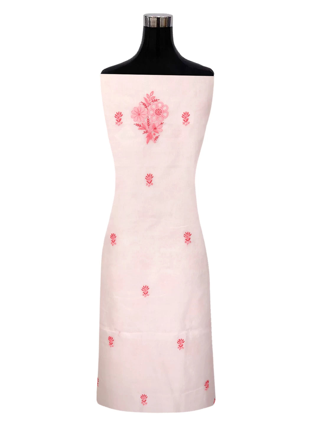 Ada Hand Embroidered White Organza Lucknowi Chikankari Unstitched Kurta Dupatta Set 01A365115