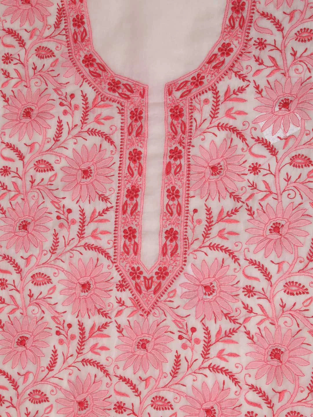Ada Hand Embroidered White Organza Lucknowi Chikankari Unstitched Kurta Dupatta Set 01A365115