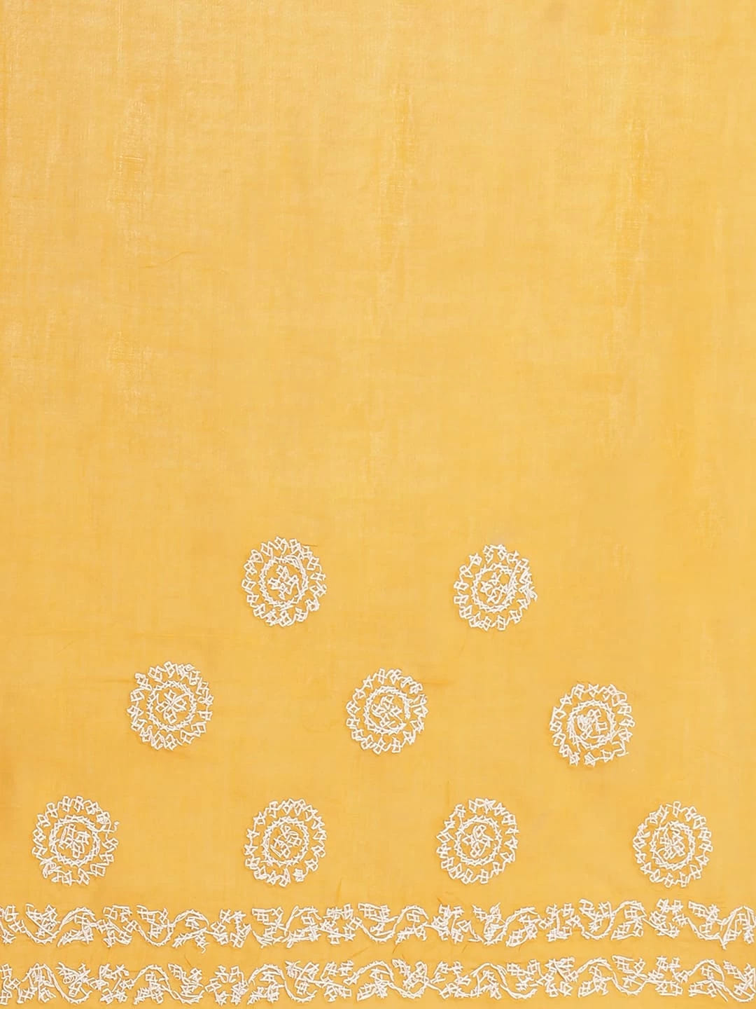 Ada Hand Embroidered Mustard Cotton Lucknow Chikankari Saree With Blouse A311163