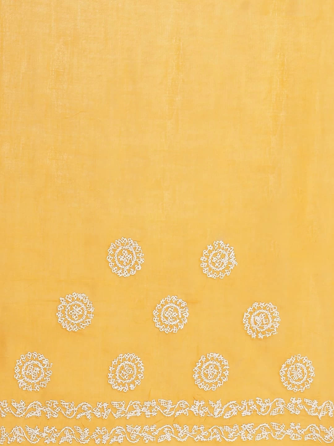 Ada Hand Embroidered Mustard Cotton Lucknow Chikankari Saree With Blouse A311163