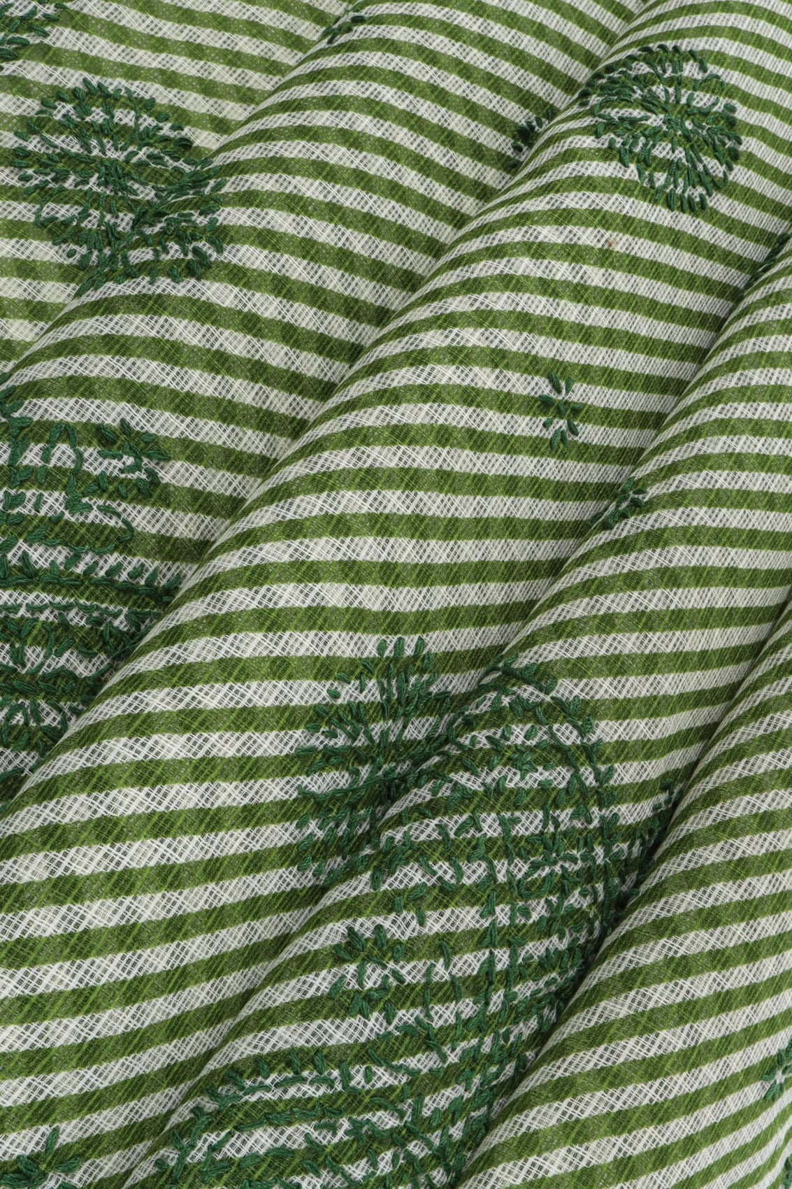 Ada Hand Embroidered Green Kota Lucknow Chikankari Saree With Blouse A311348