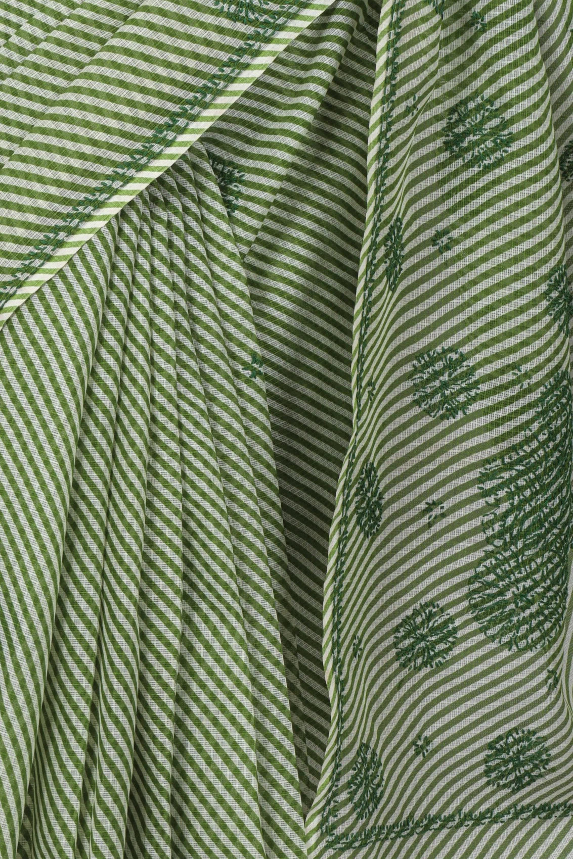 Ada Hand Embroidered Green Kota Lucknow Chikankari Saree With Blouse A311348