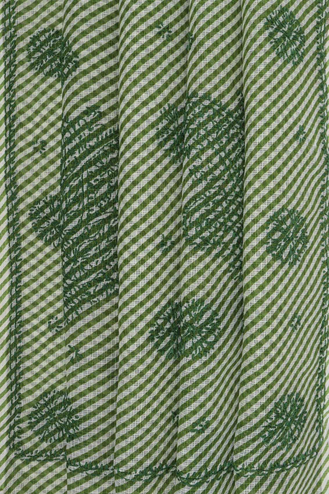 Ada Hand Embroidered Green Kota Lucknow Chikankari Saree With Blouse A311348