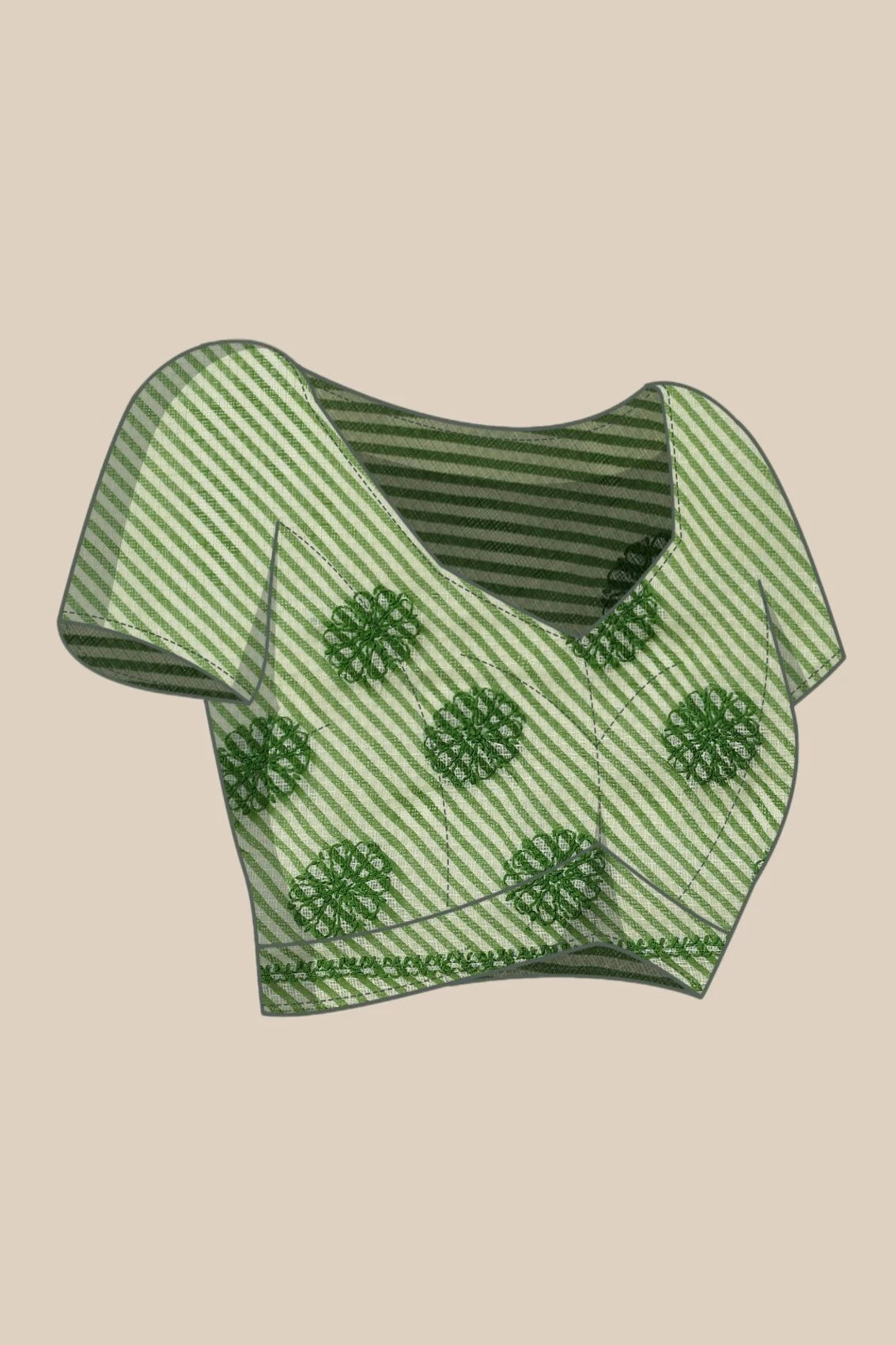 Ada Hand Embroidered Green Kota Lucknow Chikankari Saree With Blouse A311348