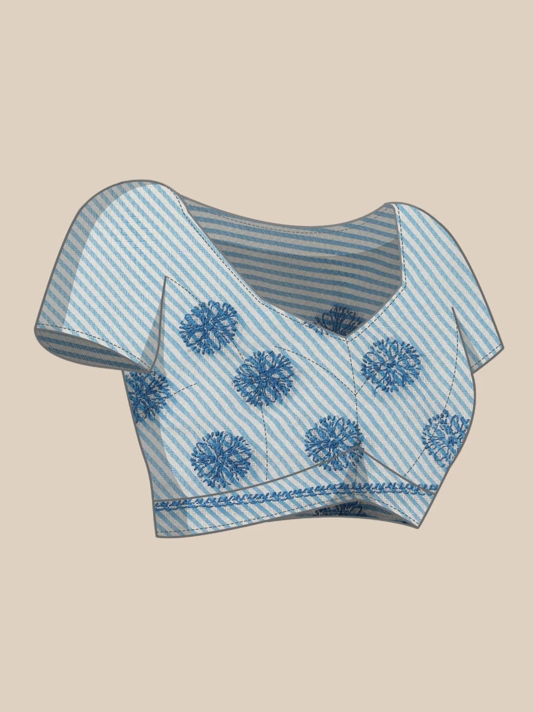 Ada Hand Embroidered Blue Kota Lucknow Chikankari Saree With Blouse A311351