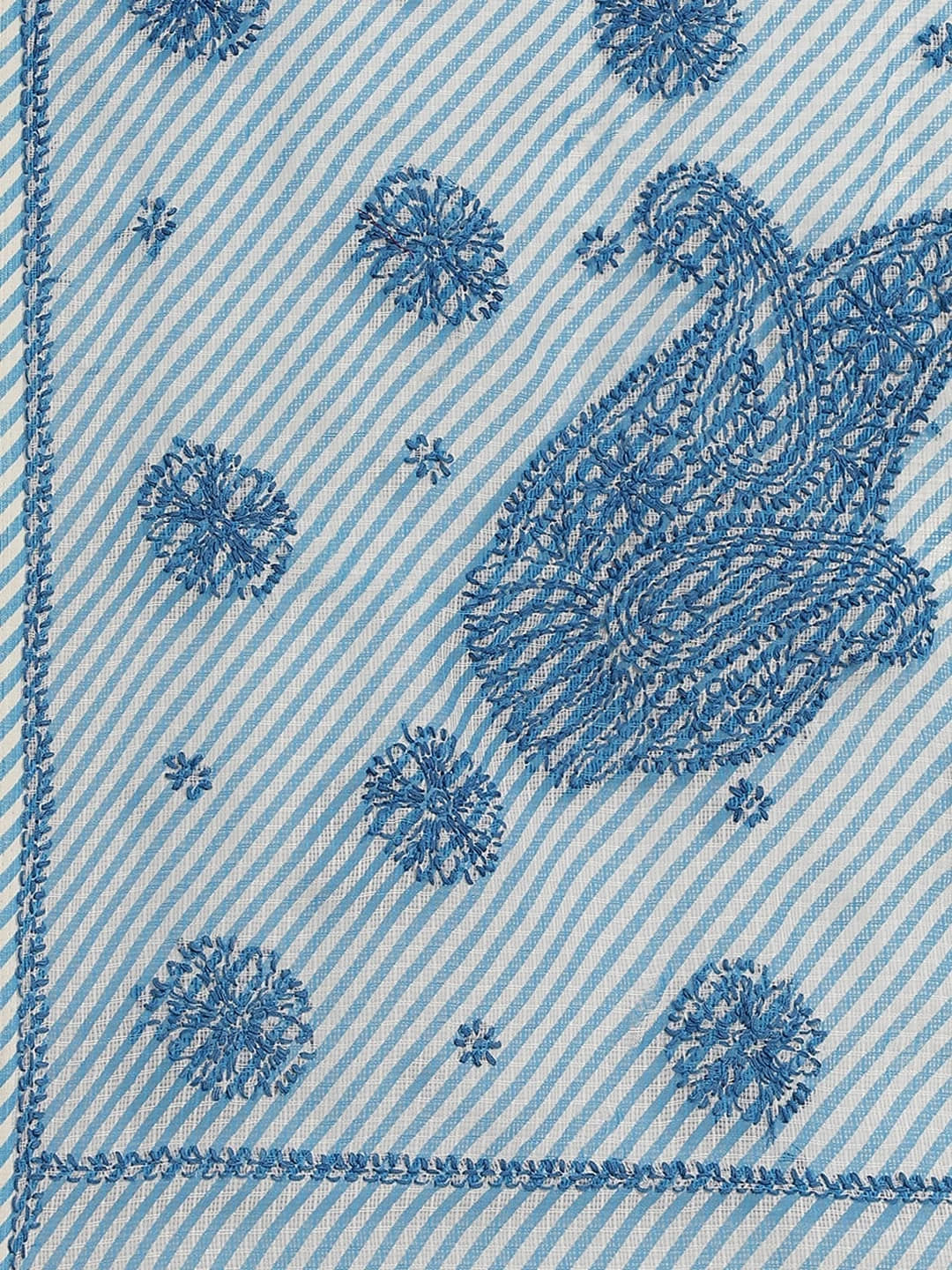 Ada Hand Embroidered Blue Kota Lucknow Chikankari Saree With Blouse A311351