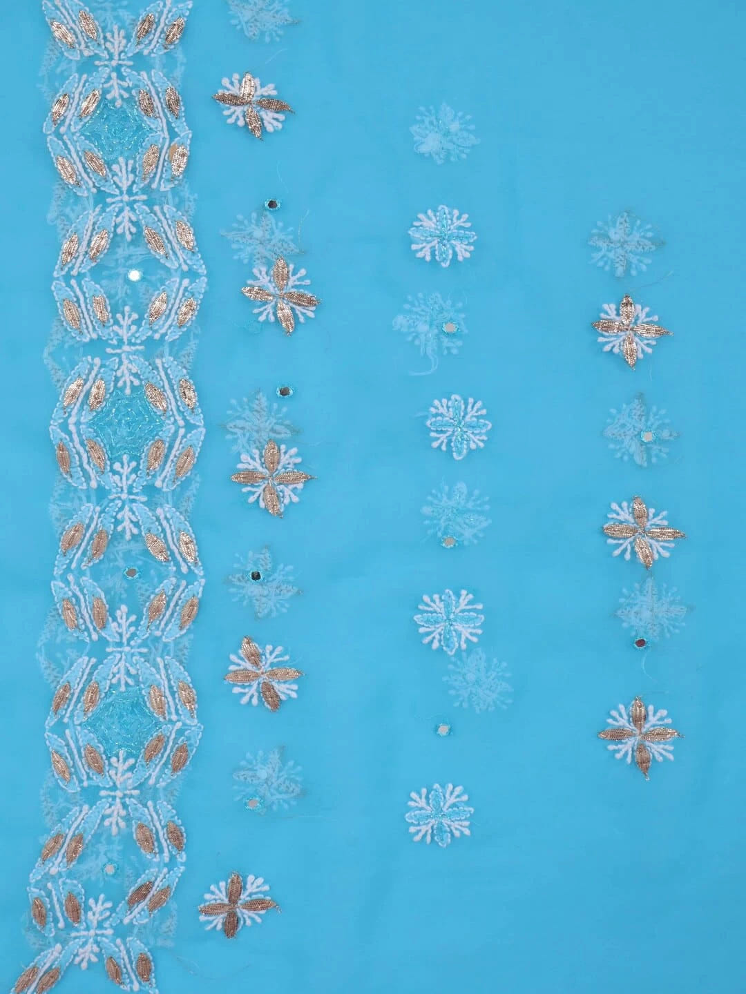 Ada Hand Embroidered Blue Georgette Lucknowi Chikankari Saree/Blouse With Gota Patti Work 01A246064