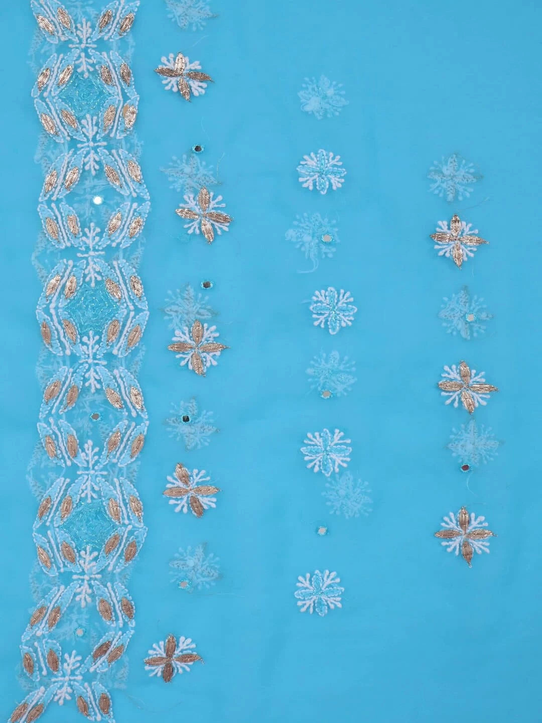 Ada Hand Embroidered Blue Georgette Lucknowi Chikankari Saree/Blouse With Gota Patti Work 01A246064