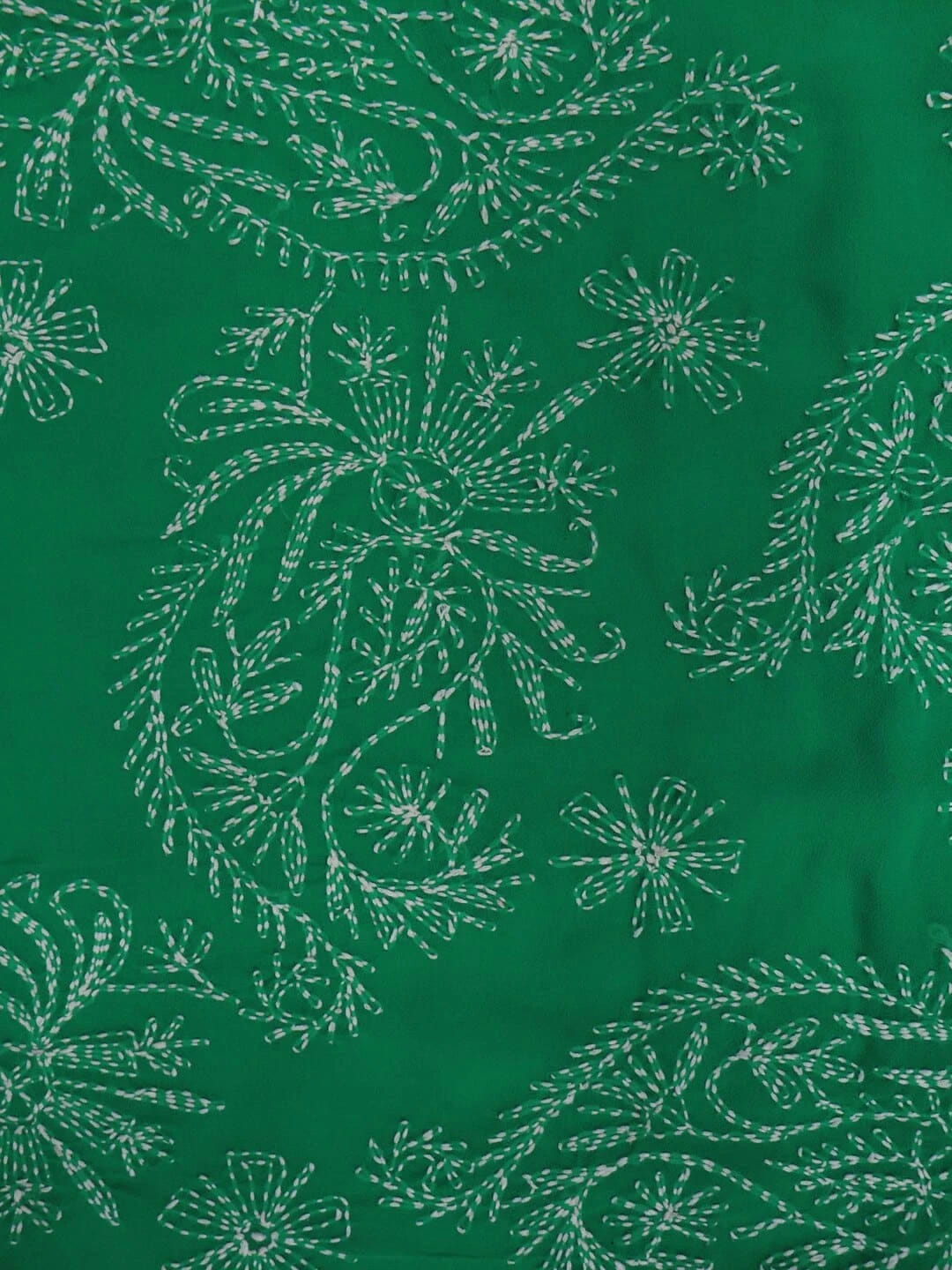 Ada Hand Embroidered British Racing Green Georgette Lucknowi Chikankari Saree With Blouse A136704